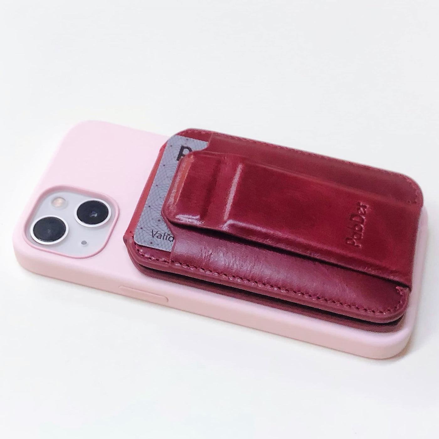 Leather Card Holder With Magnetic Cellphone Attachment Tripod