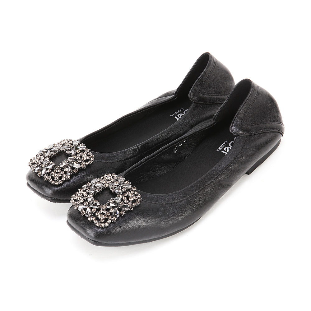Ladies Square Toe Gem Flats