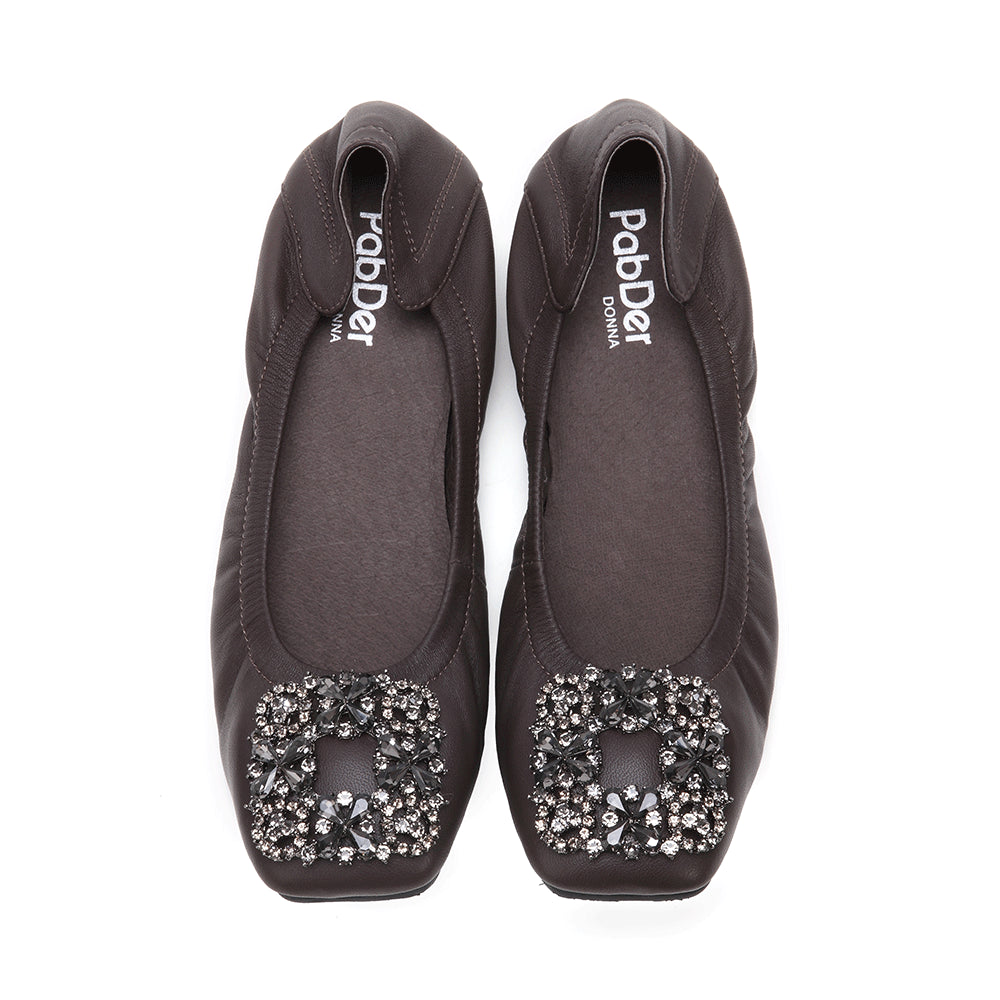 Ladies Square Toe Gem Flats