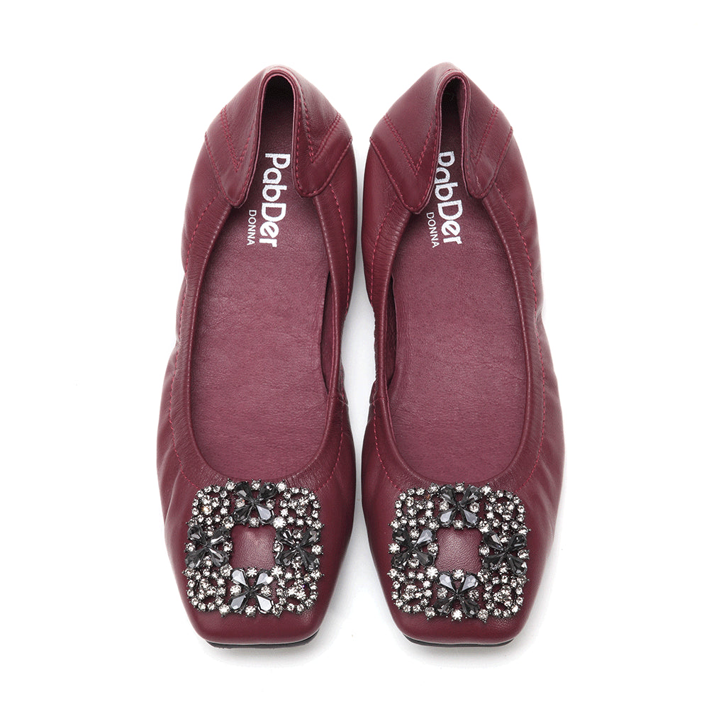 Ladies Square Toe Gem Flats