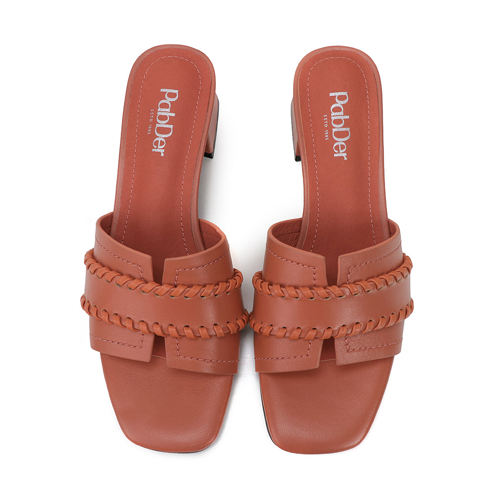 Genuine Leather Block Heeled 2in Sandals