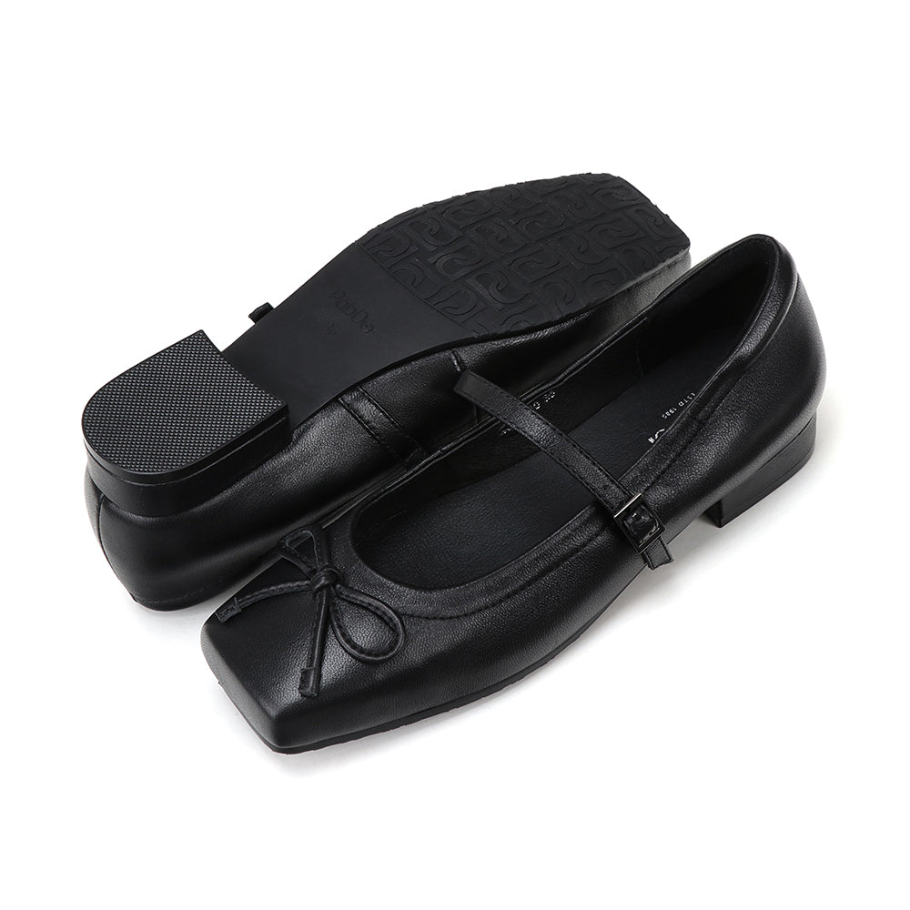 Genuine Leather Square Toe 1.5in Heel Mary Jane
