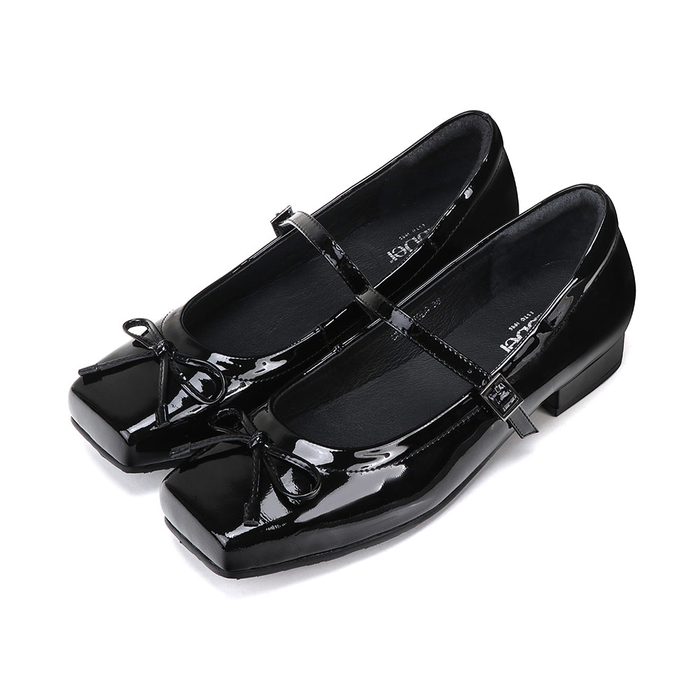 Lacquer High Shine Leather Square Toe 1.5in Heel Mary Jane