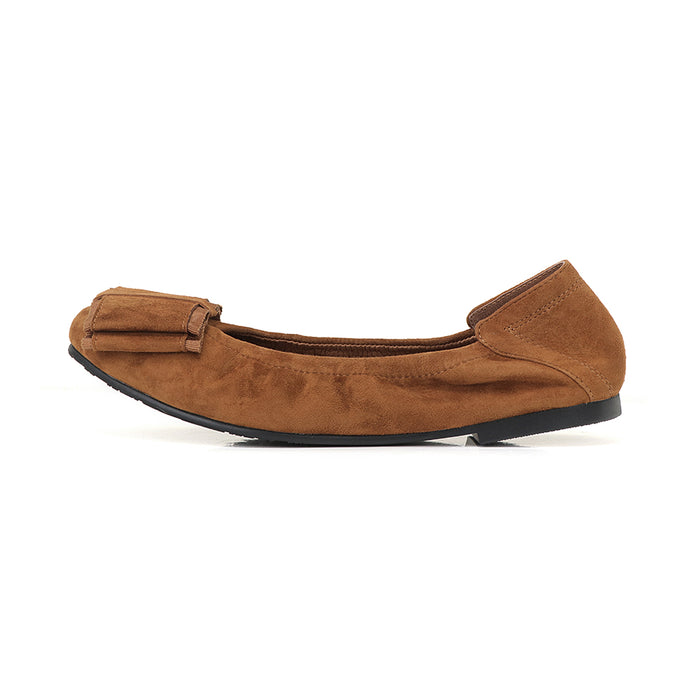 Suede Large Ribbon Ballet Flats