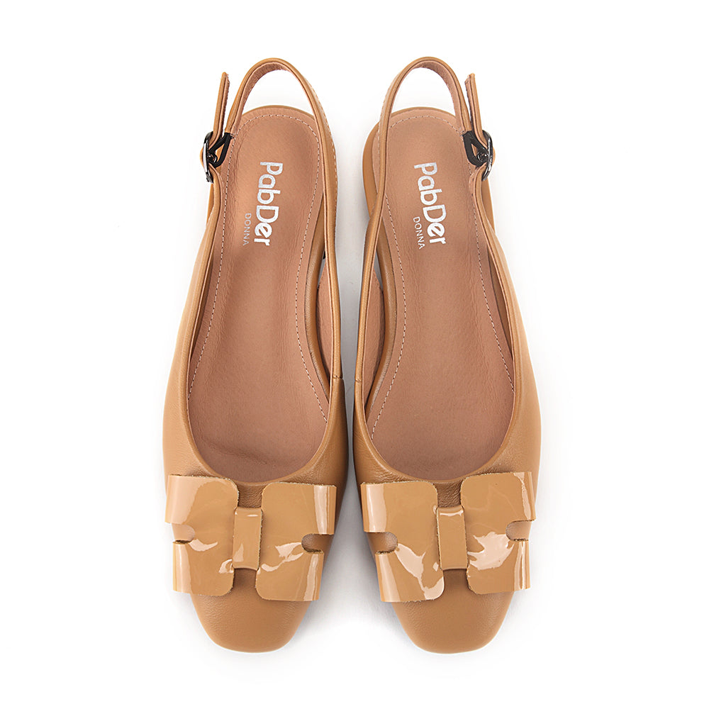 Ribbon Round Toe Sling-Back Sandals
