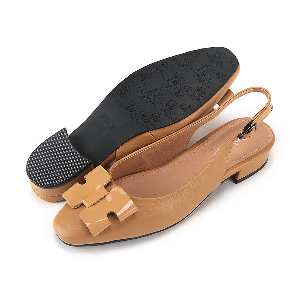 Ribbon Round Toe Sling-Back Sandals