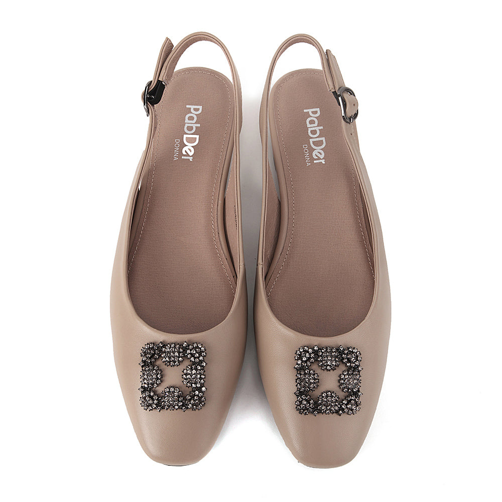 Round Toe Gem Sling-Back