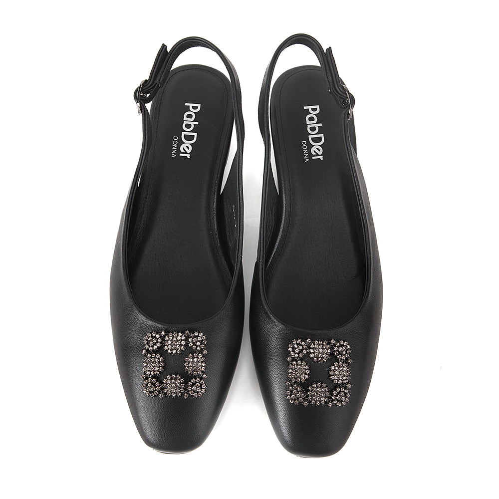 Round Toe Gem Sling-Back