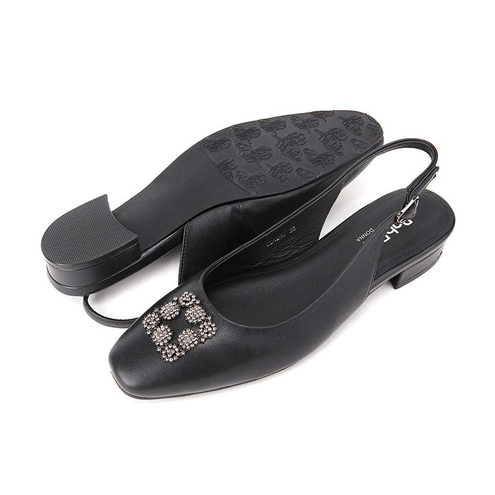 Round Toe Gem Sling-Back