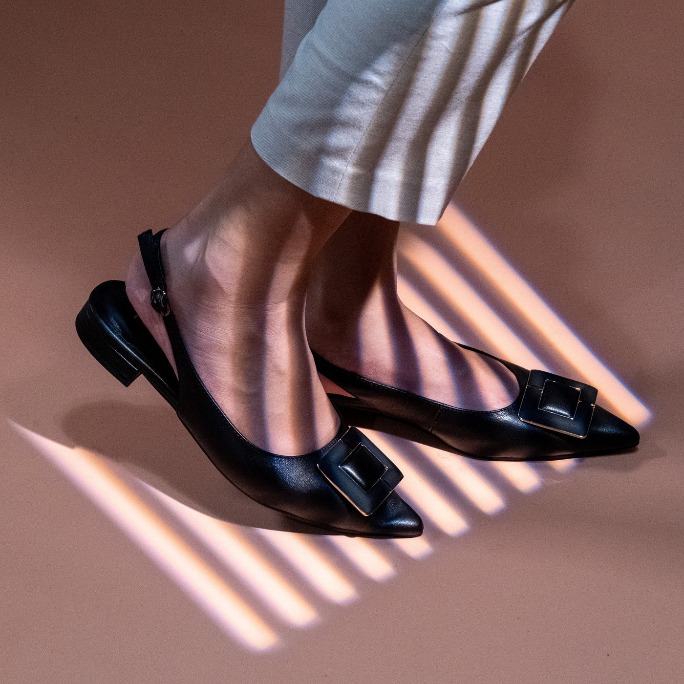 Sling-Back Sandals With Square Buckle