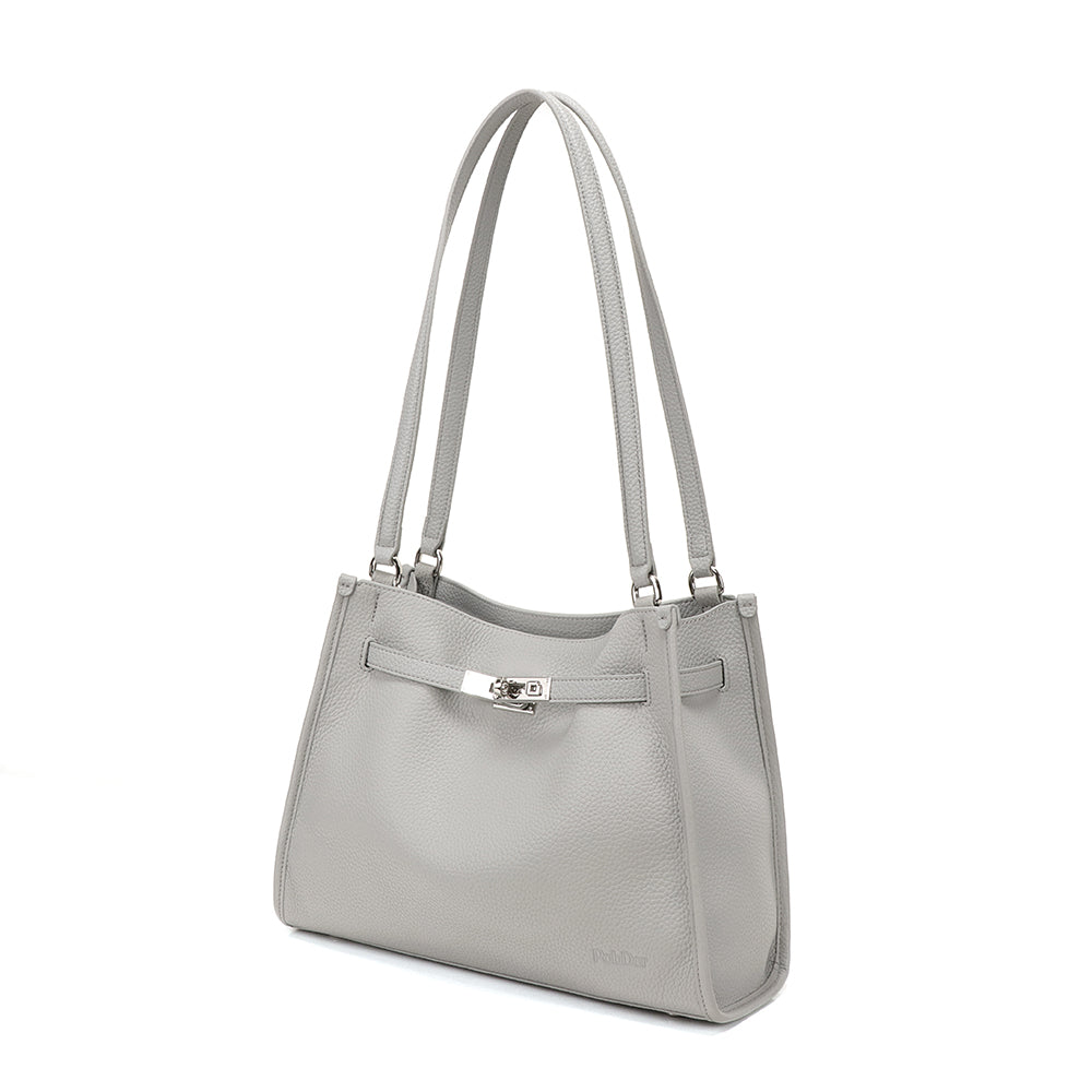 Embossed Leather Rectangular Buckled Purse
