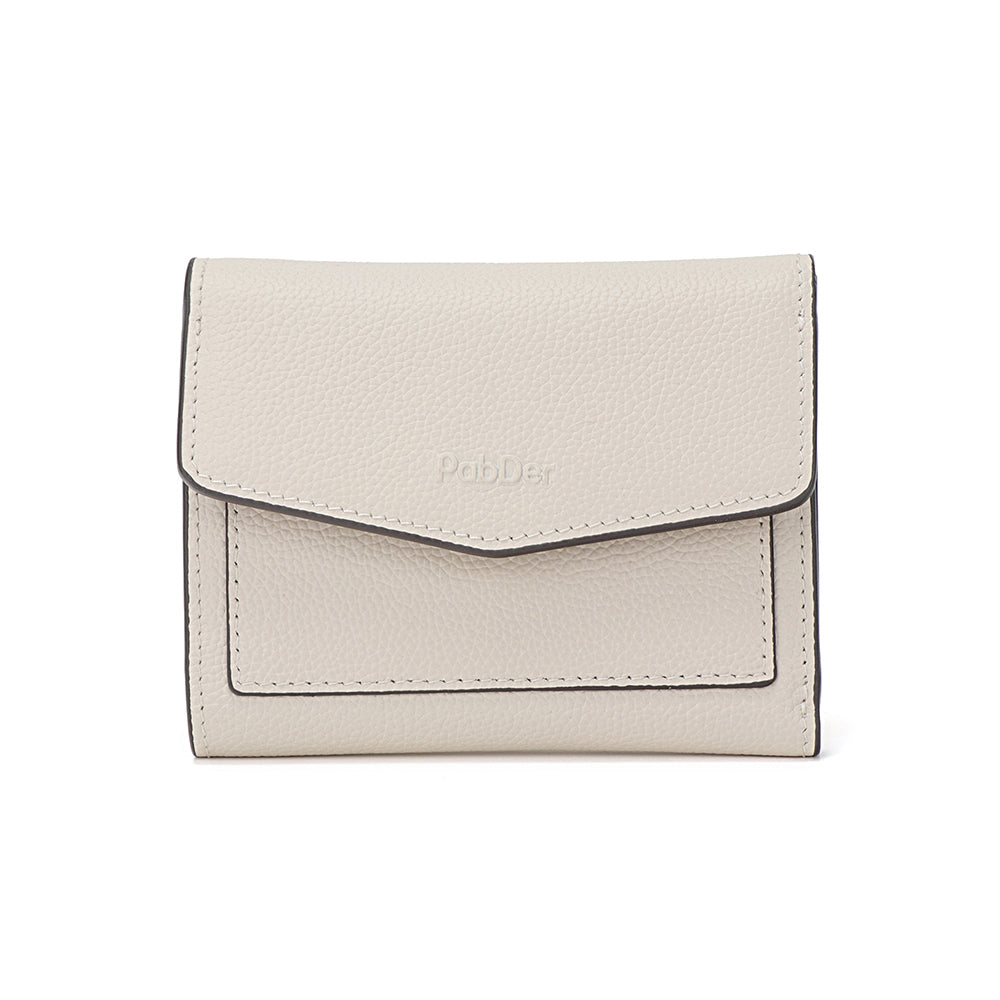 Embossed Leather Flap Closure Tri-fold