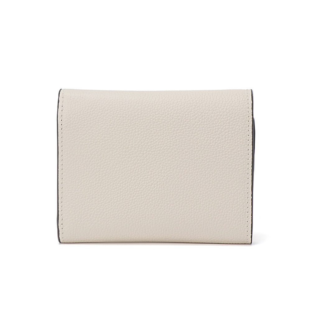 Embossed Leather Flap Closure Tri-fold