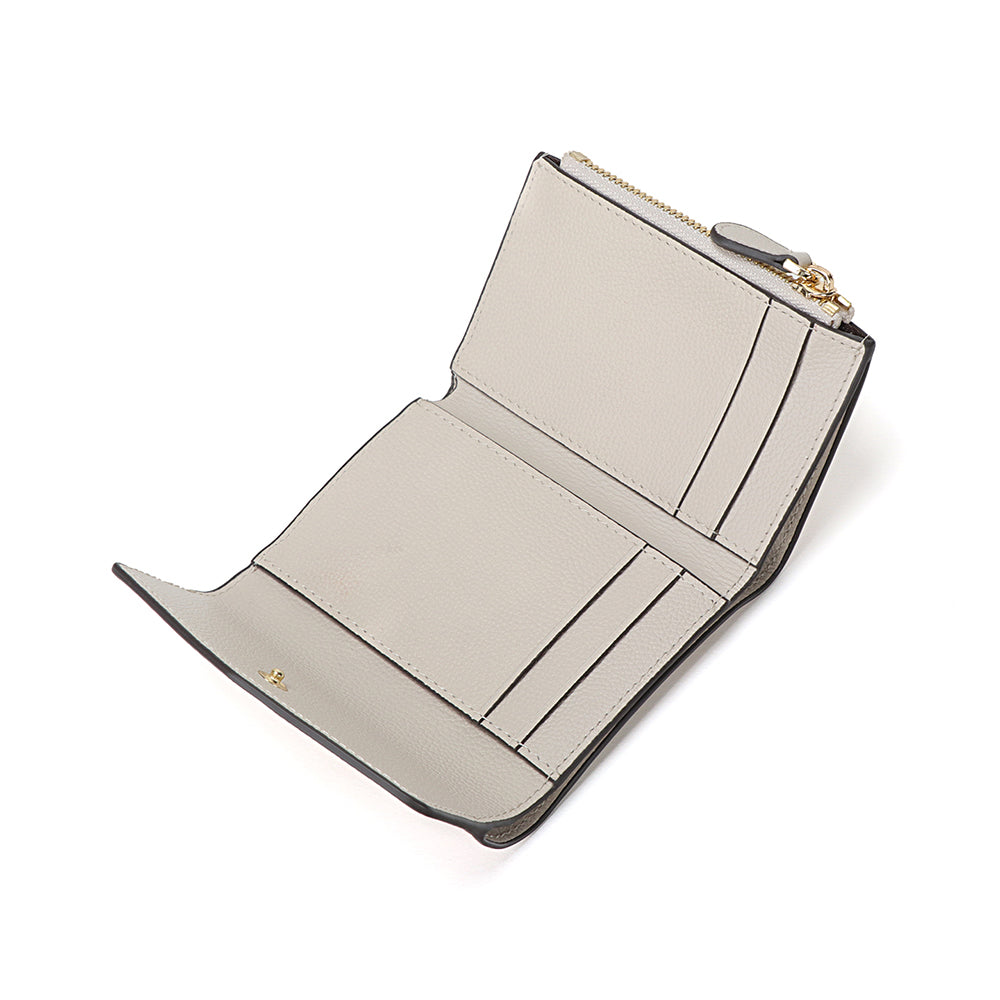 Embossed Leather Flap Closure Tri-fold