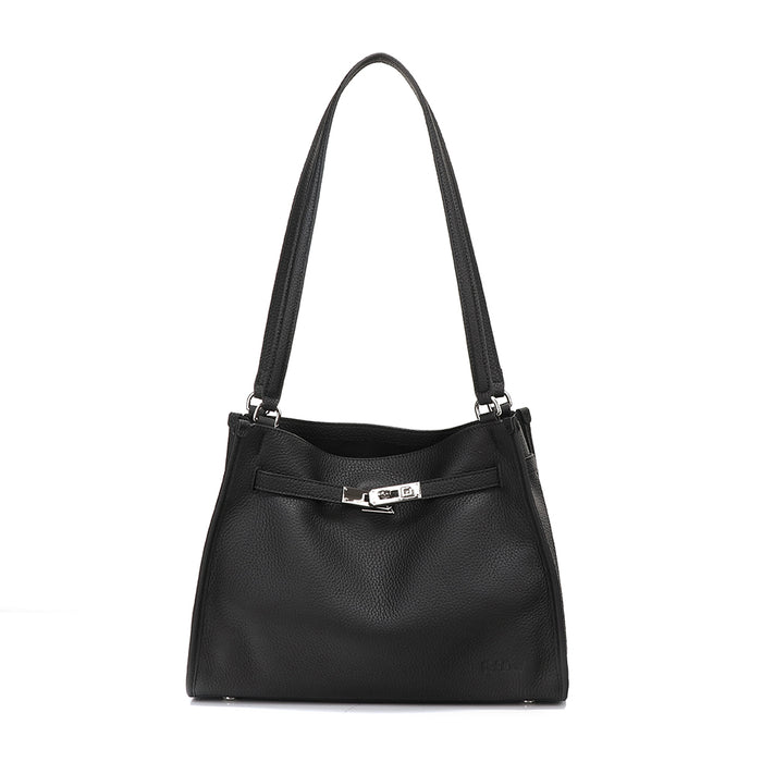 Embossed Leather Rectangular Buckled Purse