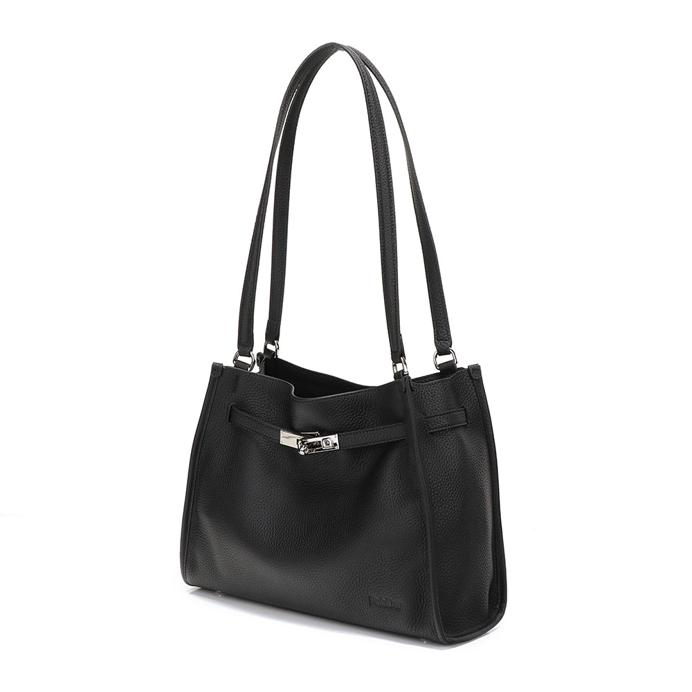 Embossed Leather Rectangular Buckled Purse