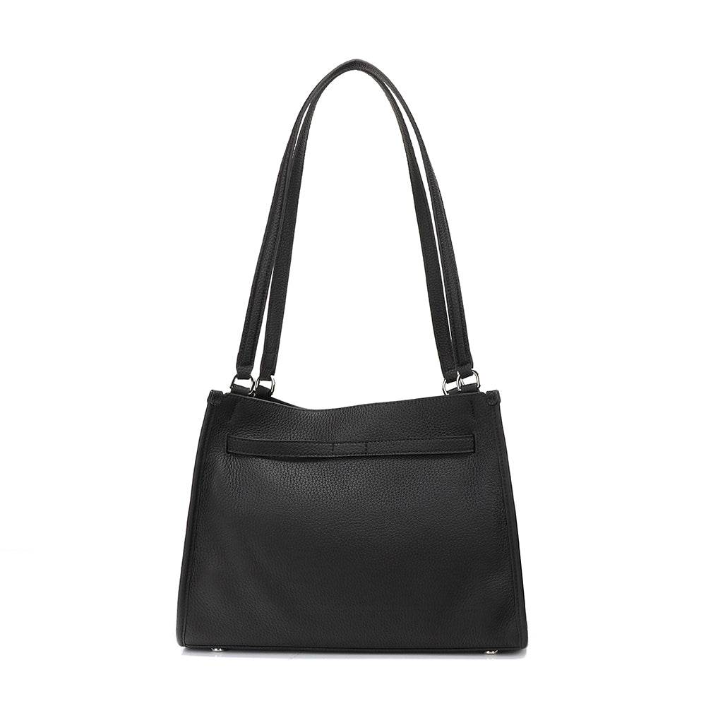 Embossed Leather Rectangular Buckled Purse