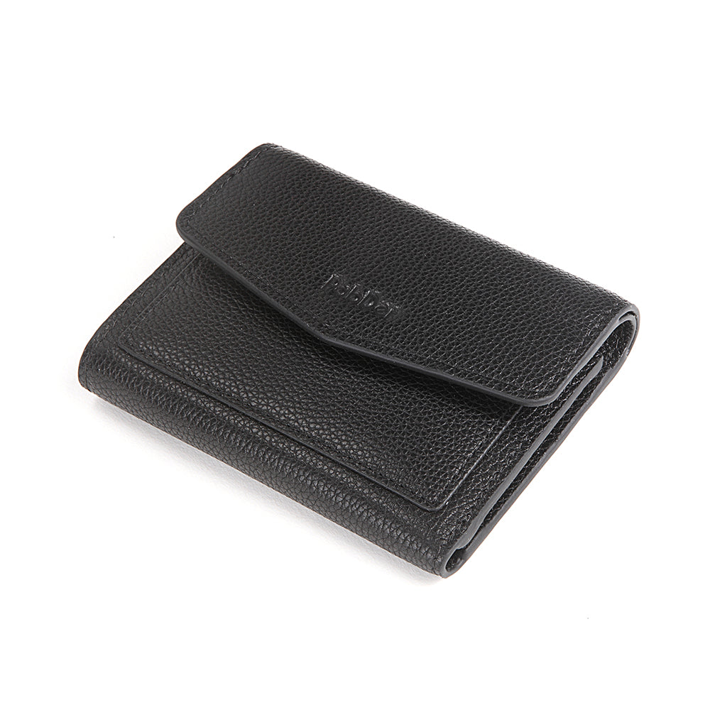 Embossed Leather Flap Closure Tri-fold