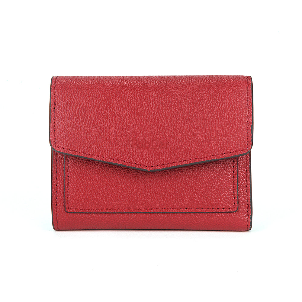 Embossed Leather Flap Closure Tri-fold