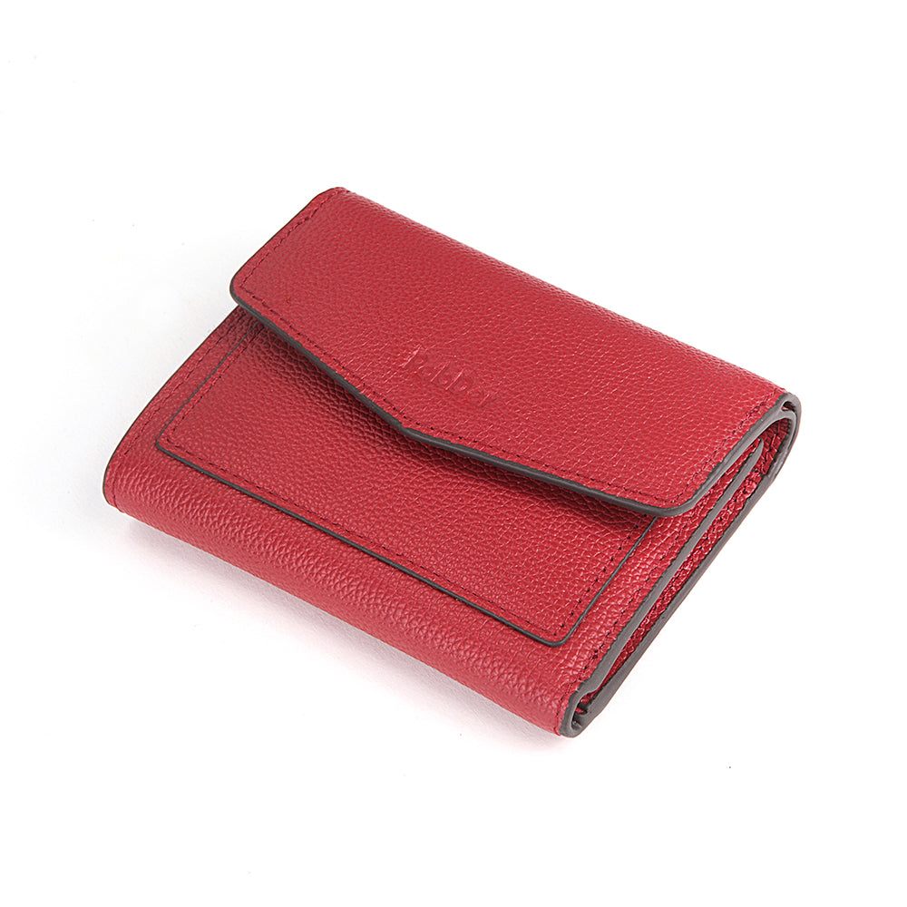 Embossed Leather Flap Closure Tri-fold