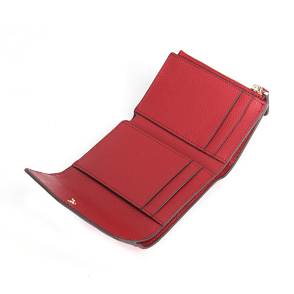 Embossed Leather Flap Closure Tri-fold