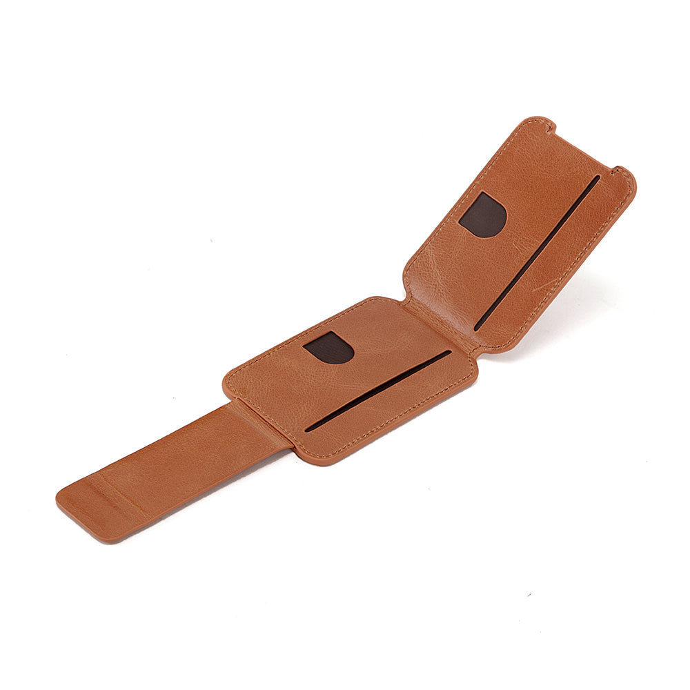 Leather Card Holder With Magnetic Cellphone Attachment Tripod
