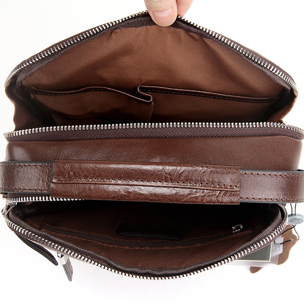 Brown Genuine Top Handle Leather Sling Bag
