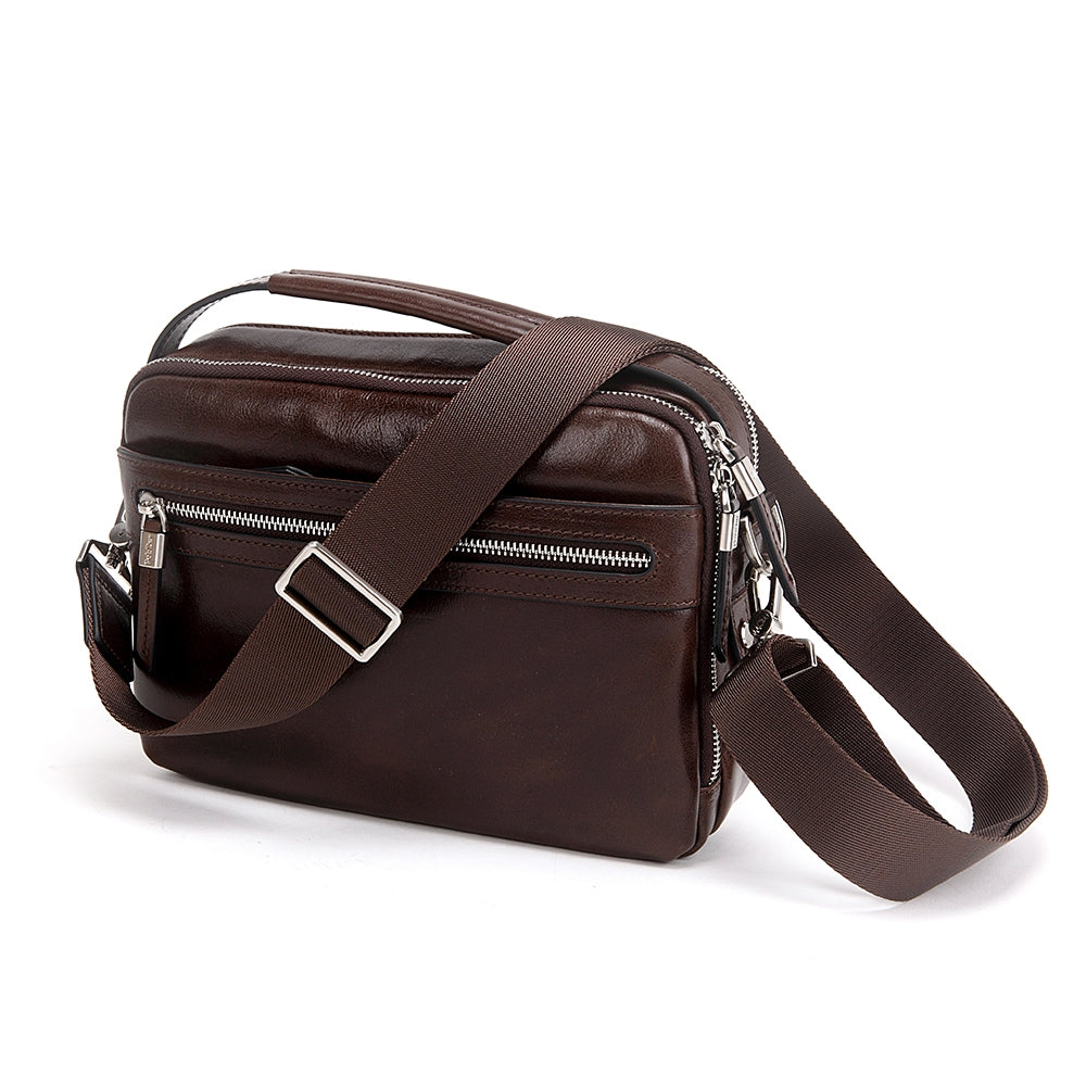 Brown Genuine Top Handle Leather Messenger Bag