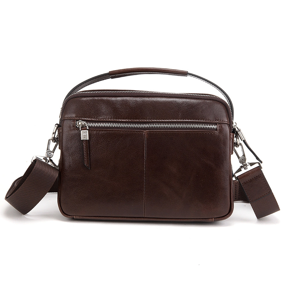 Brown Genuine Top Handle Leather Messenger Bag