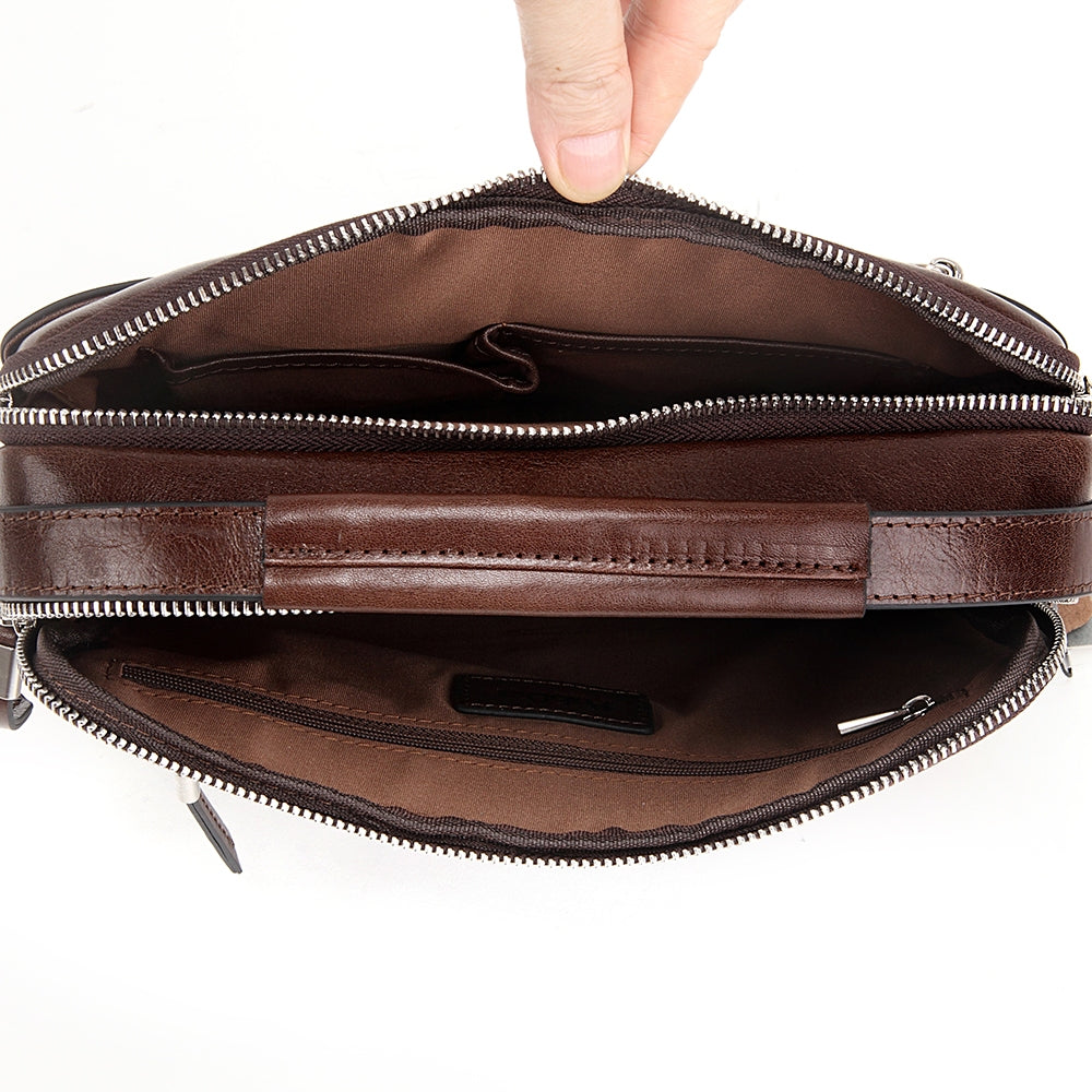 Brown Genuine Top Handle Leather Messenger Bag