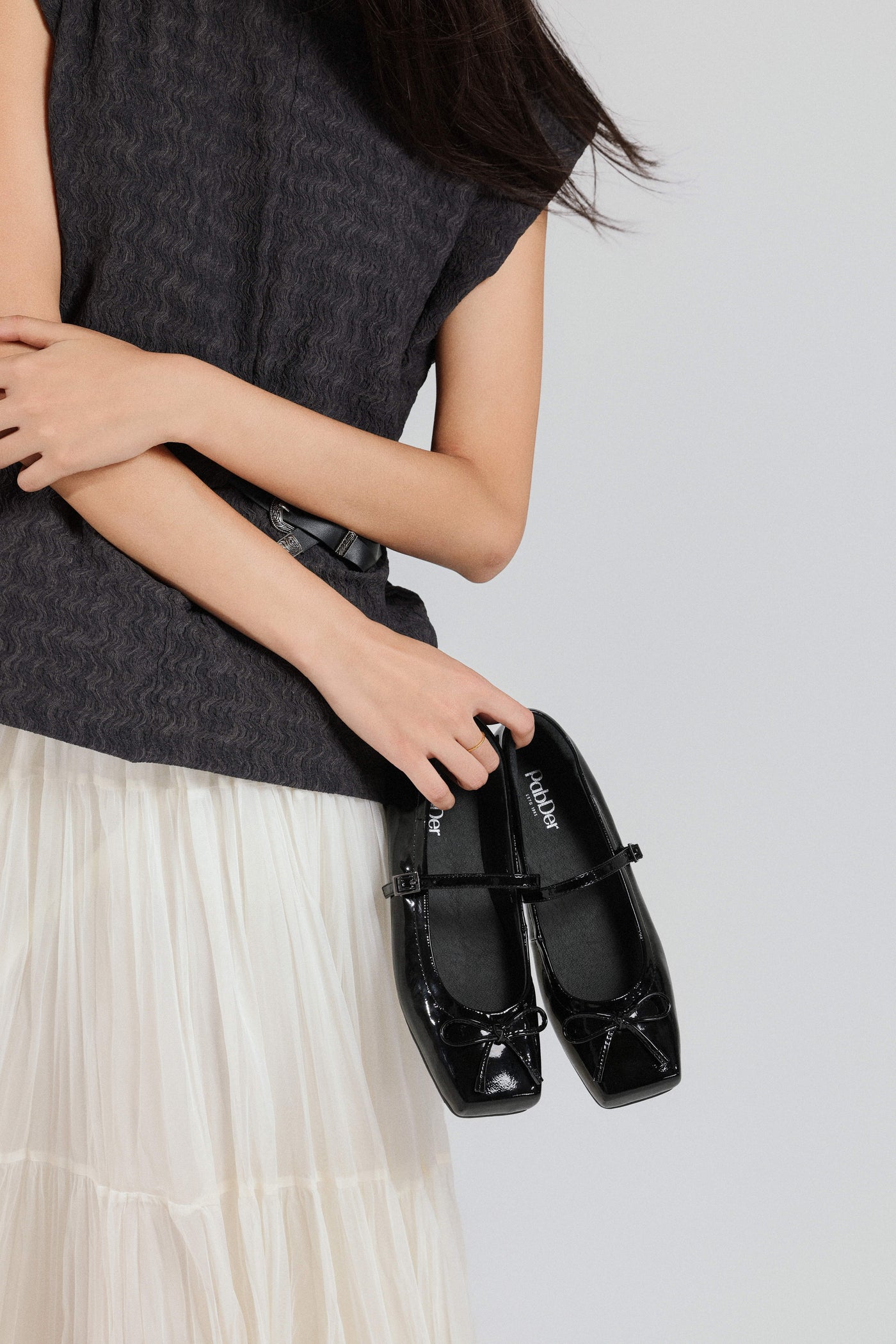 Lacquer High Shine Leather Square Toe 1.5in Heel Mary Jane