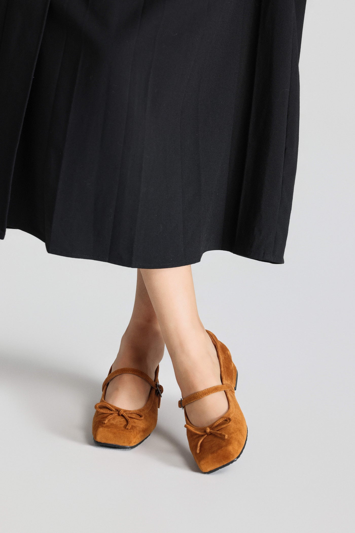 Genuine Suede Leather Square Toe 1.5in Heel Mary Jane