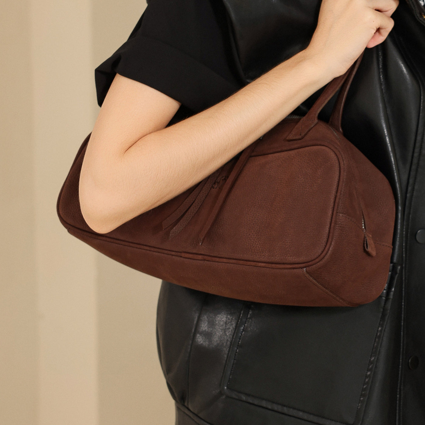 Small Suede Rectangular Leather Purse