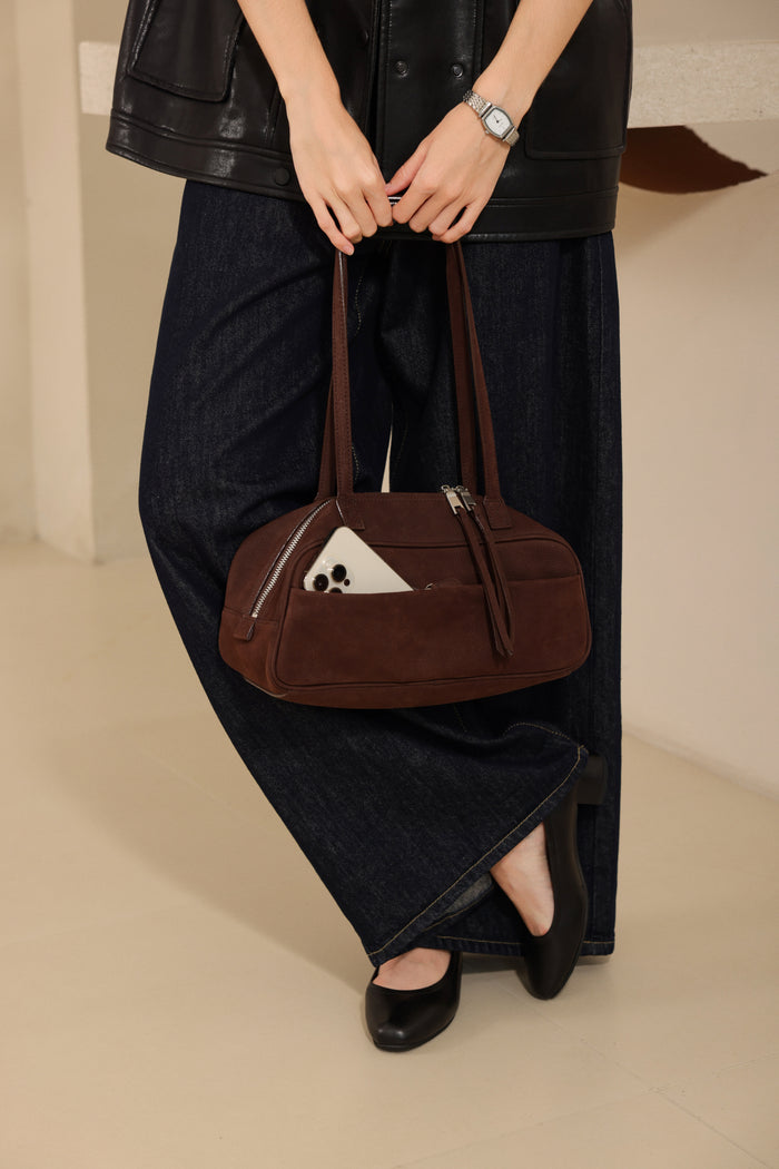 Small Suede Rectangular Leather Purse