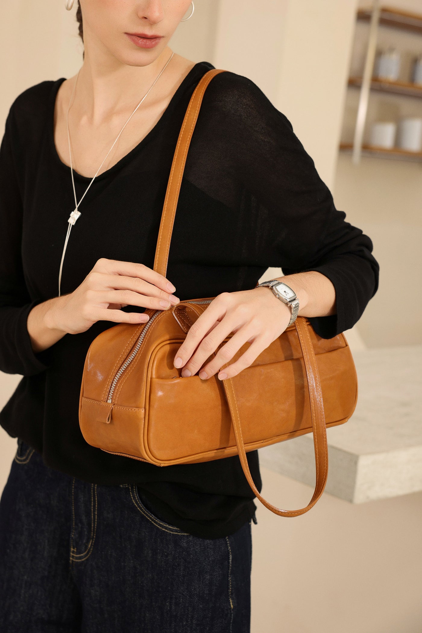 Small Vegetable Tanned Rectangular Leather Purse