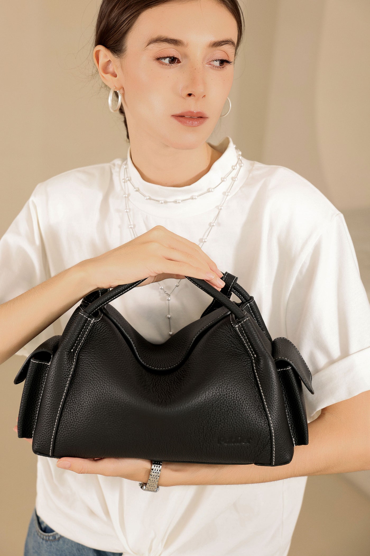 Structured Pebble Leather Purse