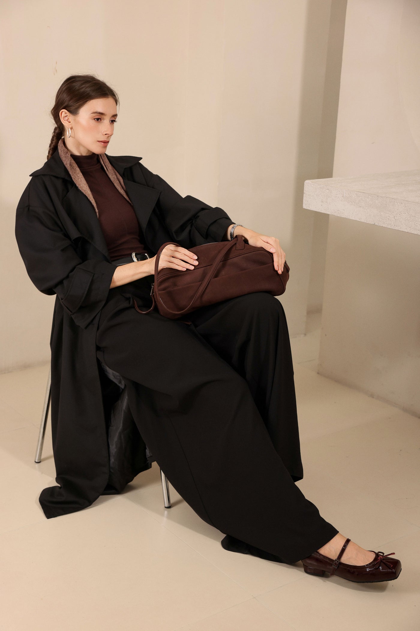 Medium Suede Rectangular Leather Purse
