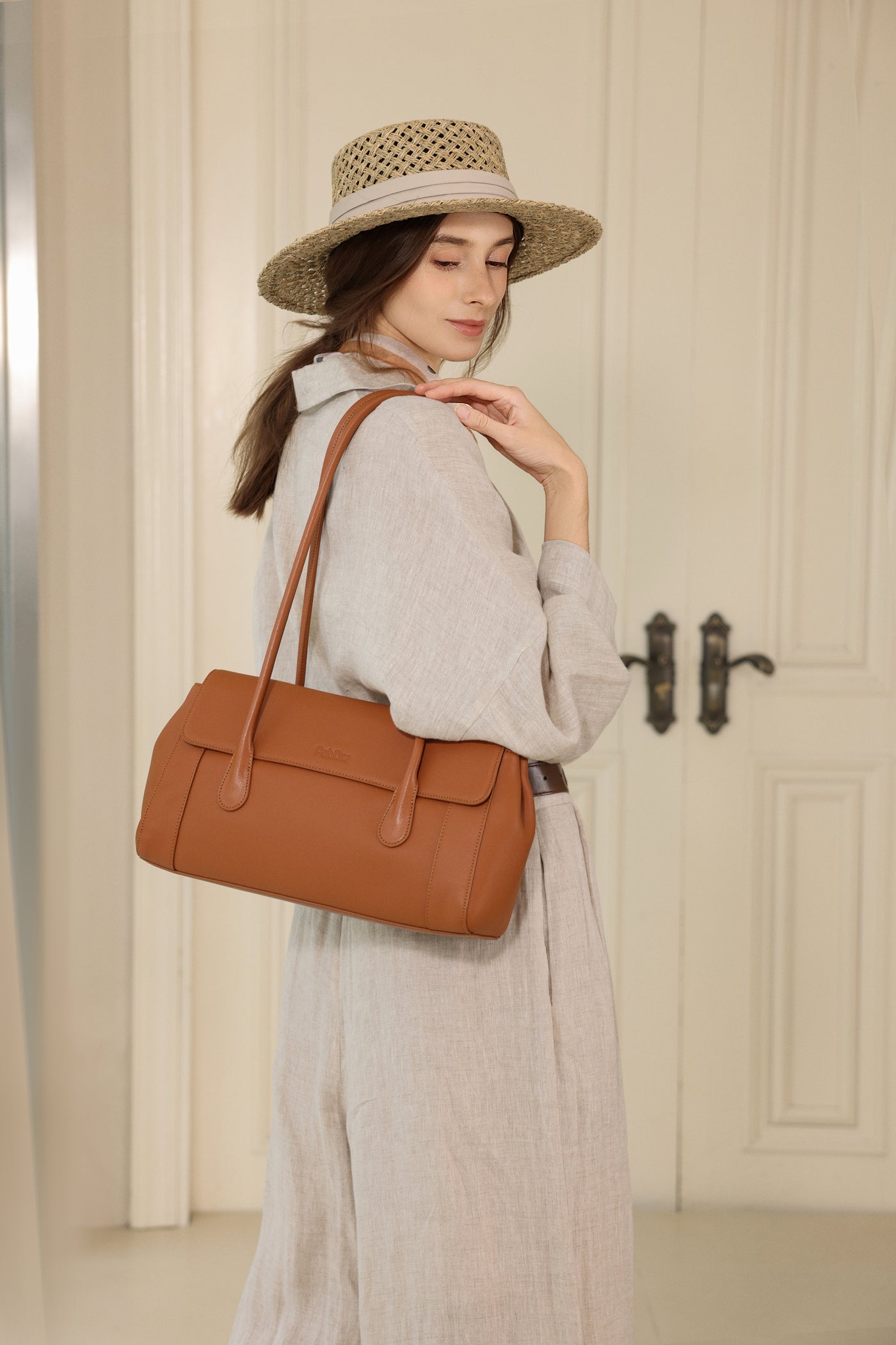 Top Handle Leather Purse