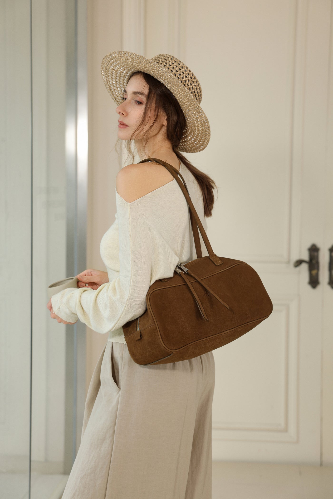 Medium Suede Rectangular Leather Purse