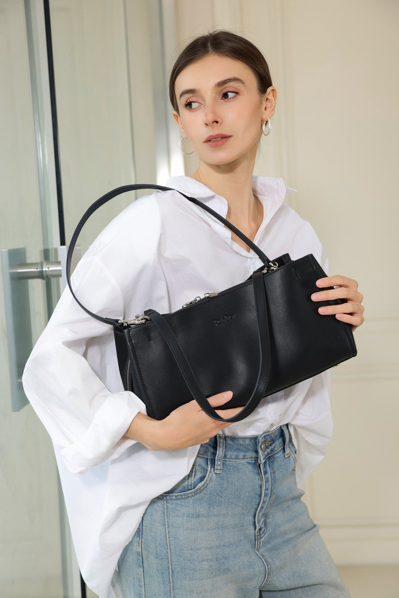 Top Handle Leather Shoulder Bag