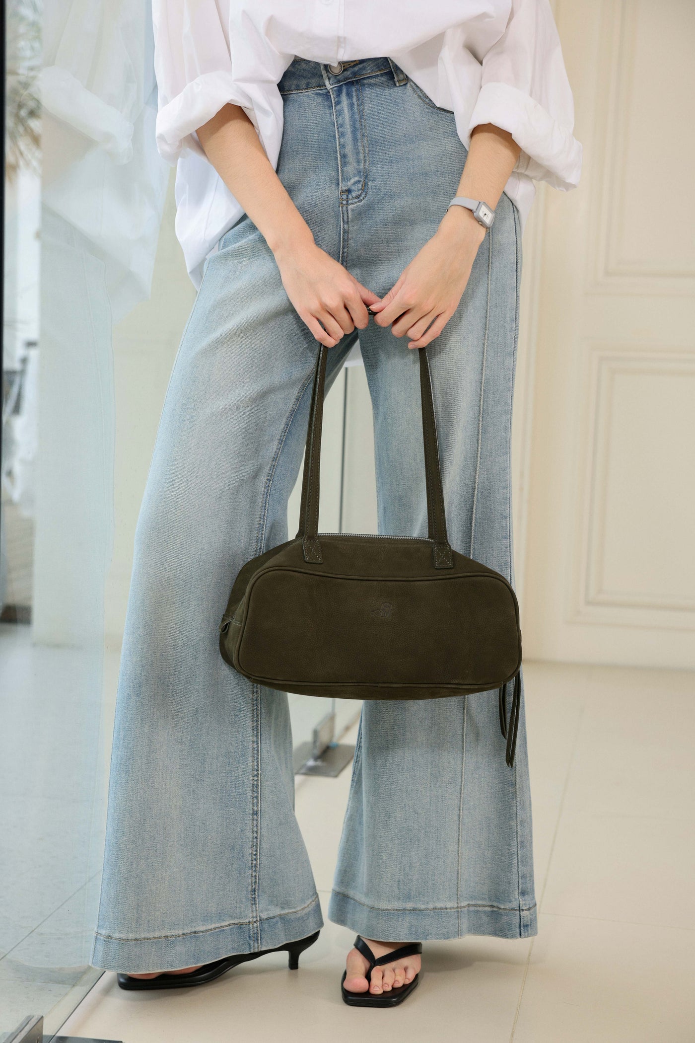 Small Suede Rectangular Leather Purse