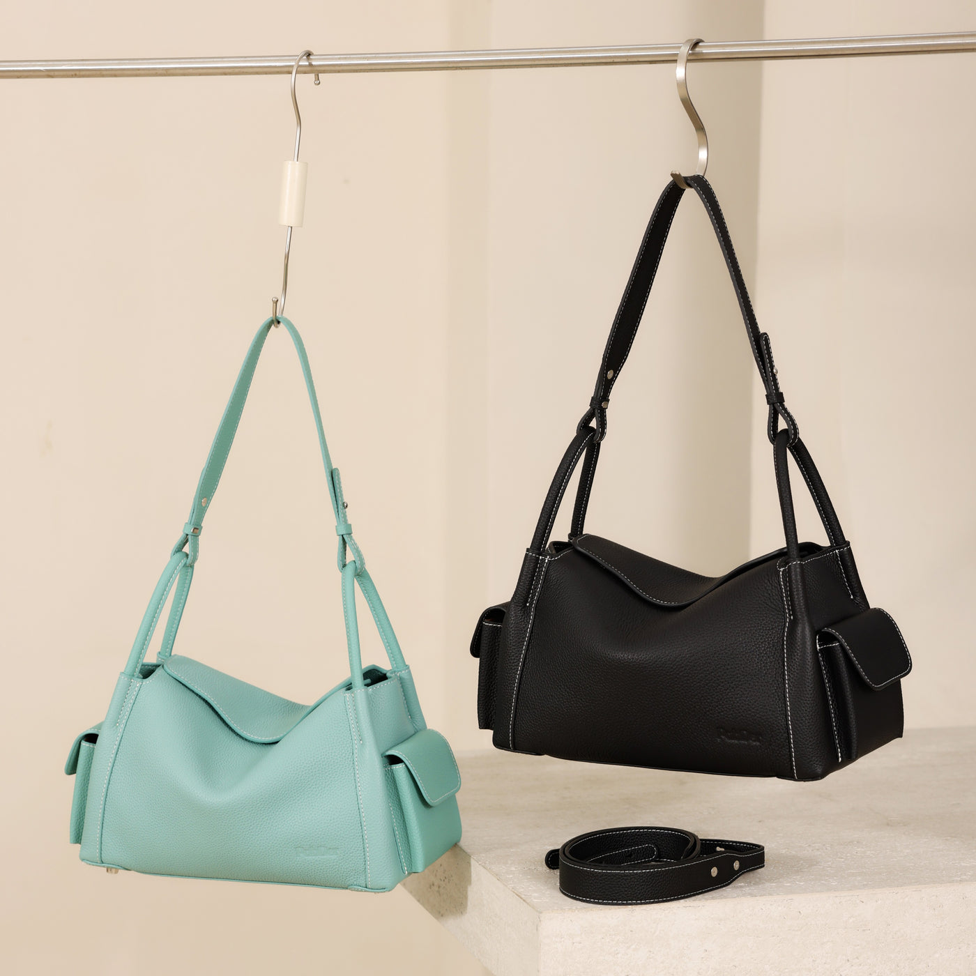 Structured Pebble Leather Purse