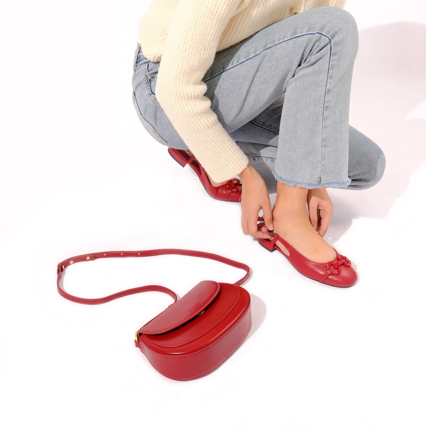 Closed Sling-Back Horsebit Flat Sandals