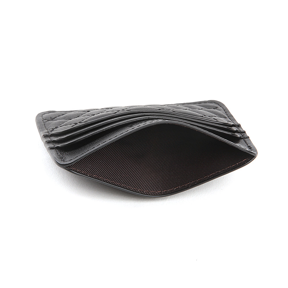 Quilted Diamond Leather Card Holder Wallet