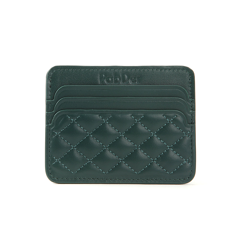Quilted Diamond Leather Card Holder Wallet