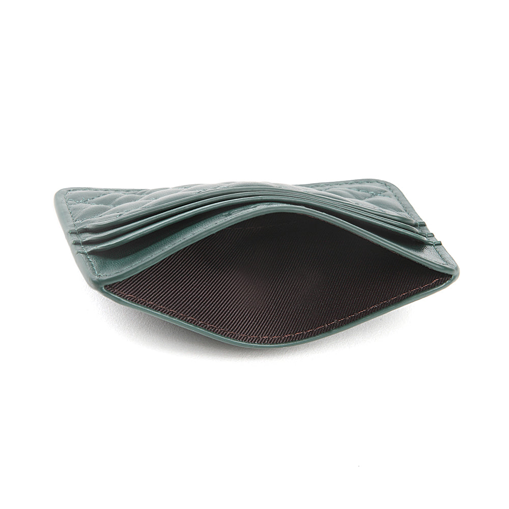 Quilted Diamond Leather Card Holder Wallet