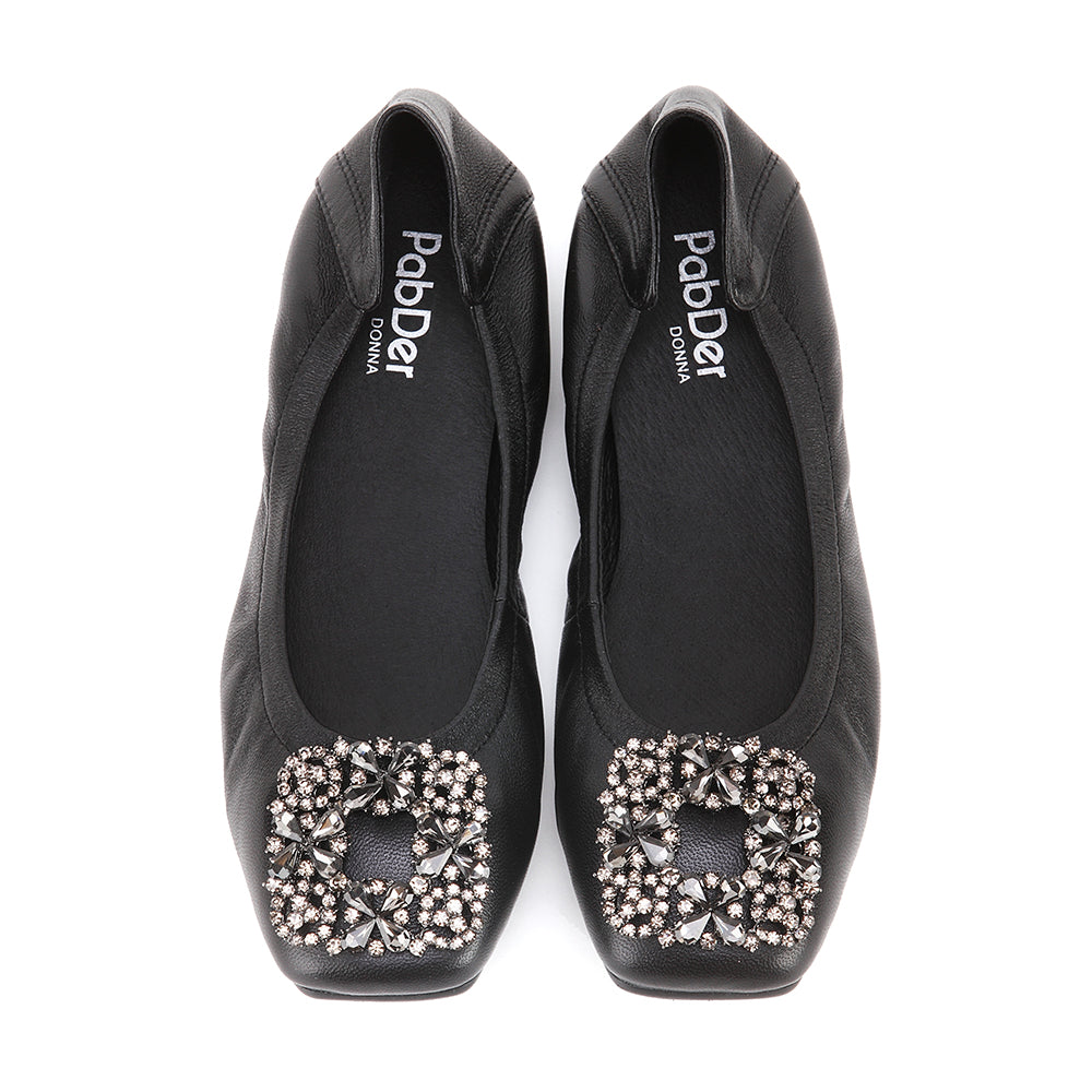 Ladies Square Toe Gem Flats