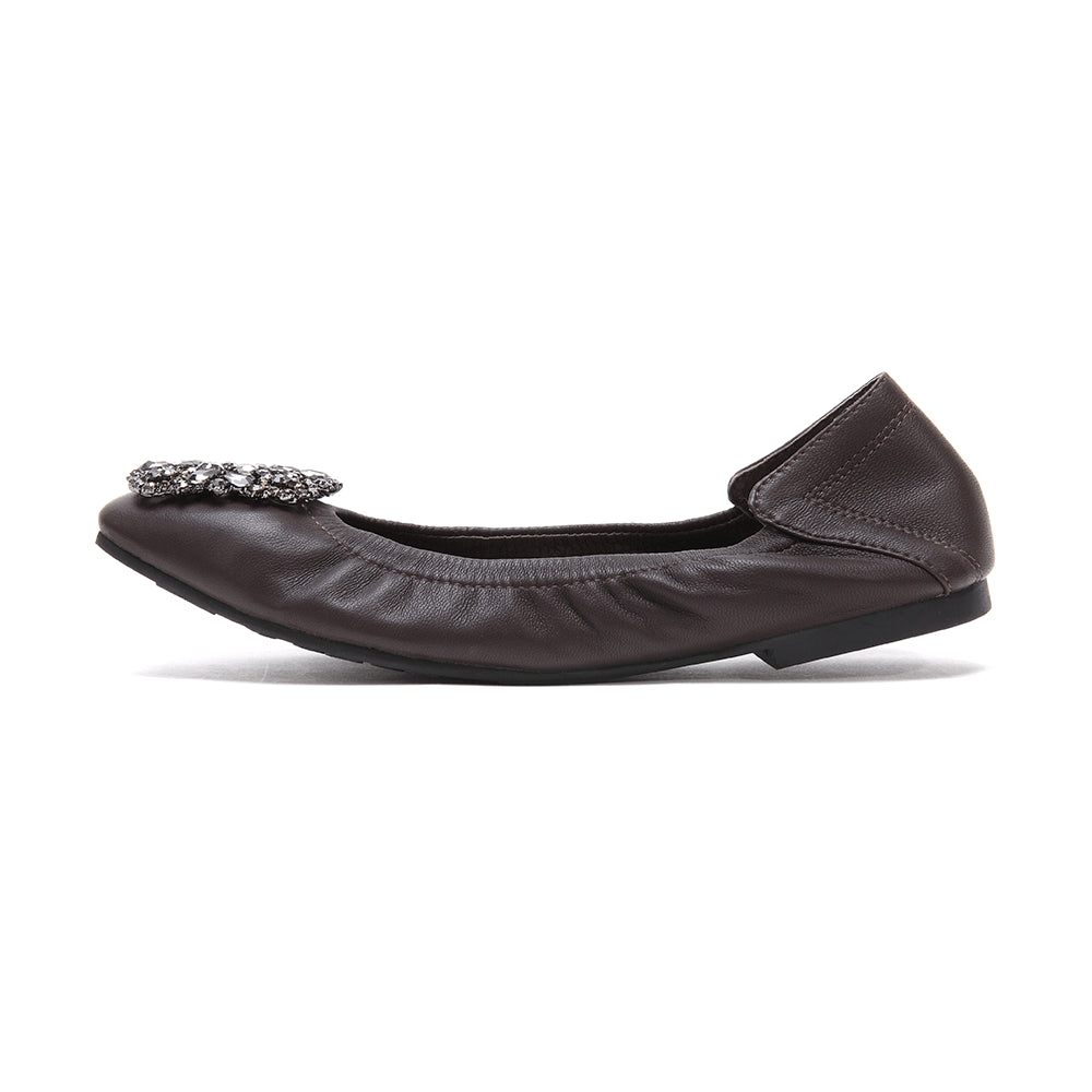 Ladies Square Toe Gem Flats