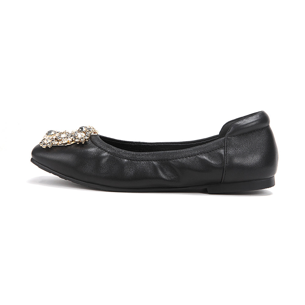 Rhinestone Square Toe Flats