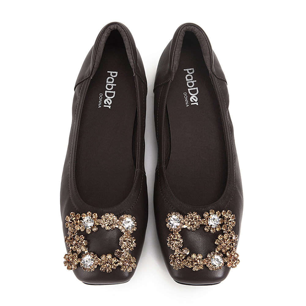 Rhinestone Square Toe Flats